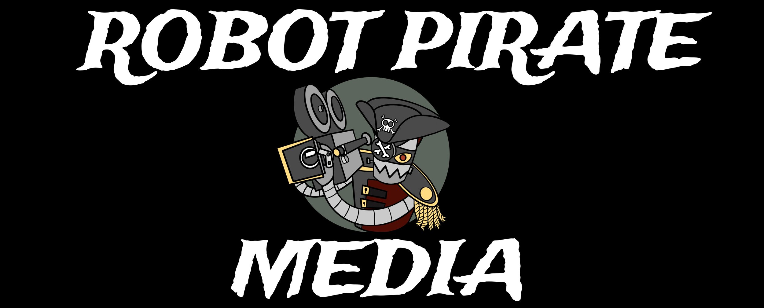 Robot Pirate Media logo: a robot pirate operating a film camera
